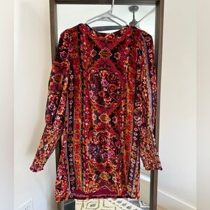 Anthropologie Multicolor Velvet Long Puff Sleeve Dress